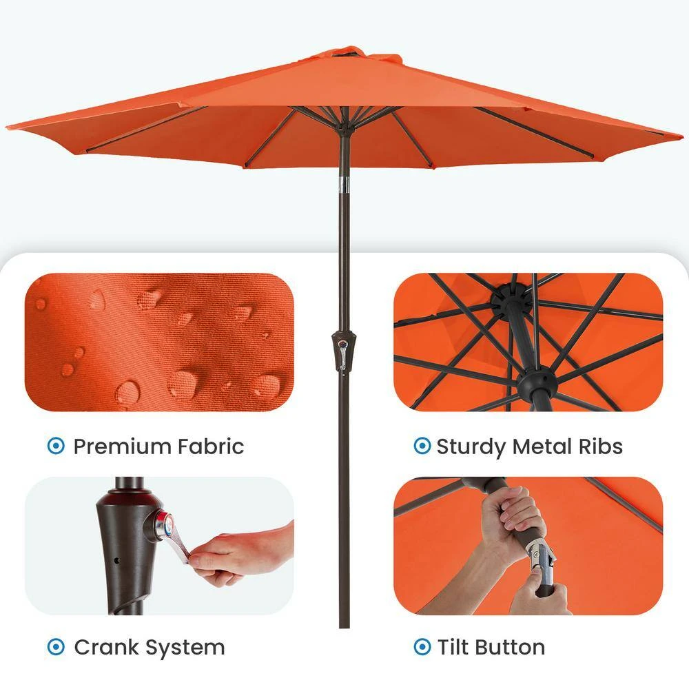10 Ft. Market Patio Umbrella With Push Button Tilt And Crank In Orange 4 10 Ft. Market Patio Umbrella With Push Button Tilt And Crank In Orange - Image 4