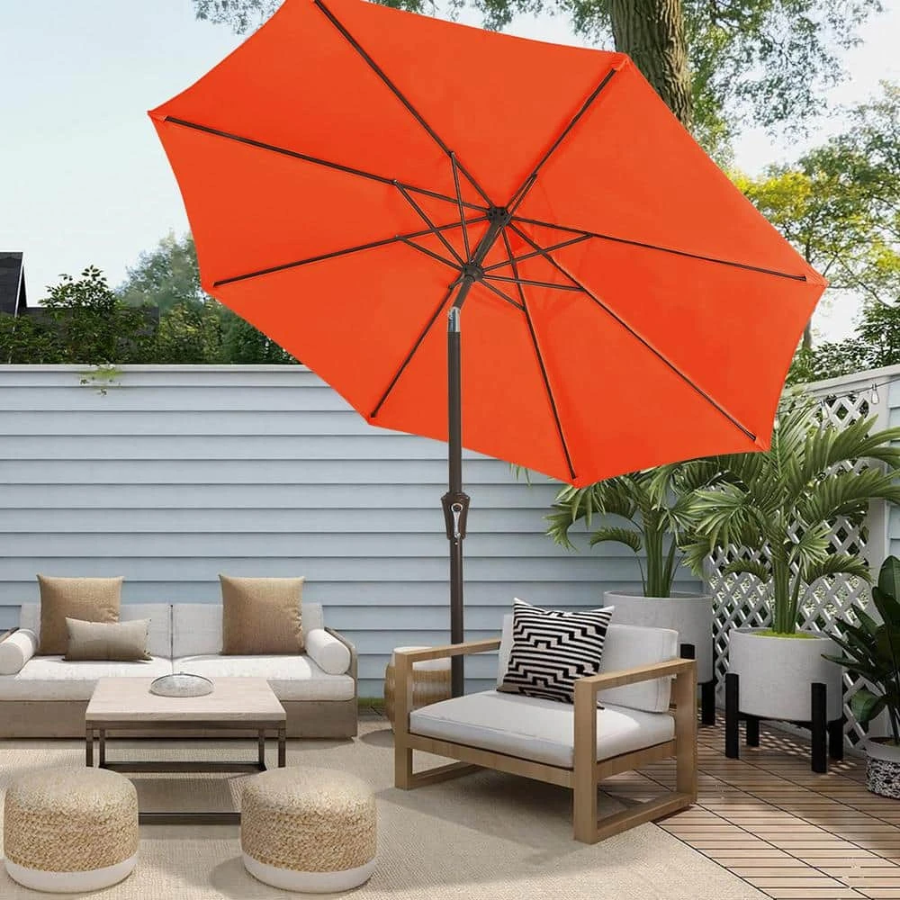 10 Ft. Market Patio Umbrella With Push Button Tilt And Crank In Orange 2 10 Ft. Market Patio Umbrella With Push Button Tilt And Crank In Orange - Image 2