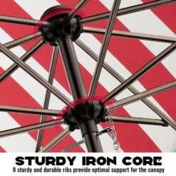 10 Ft. Market Patio Umbrella With Push Button Tilt And Crank In Red And White Stripes -Jearey jearey market umbrellas cx10 rws 1d 1000