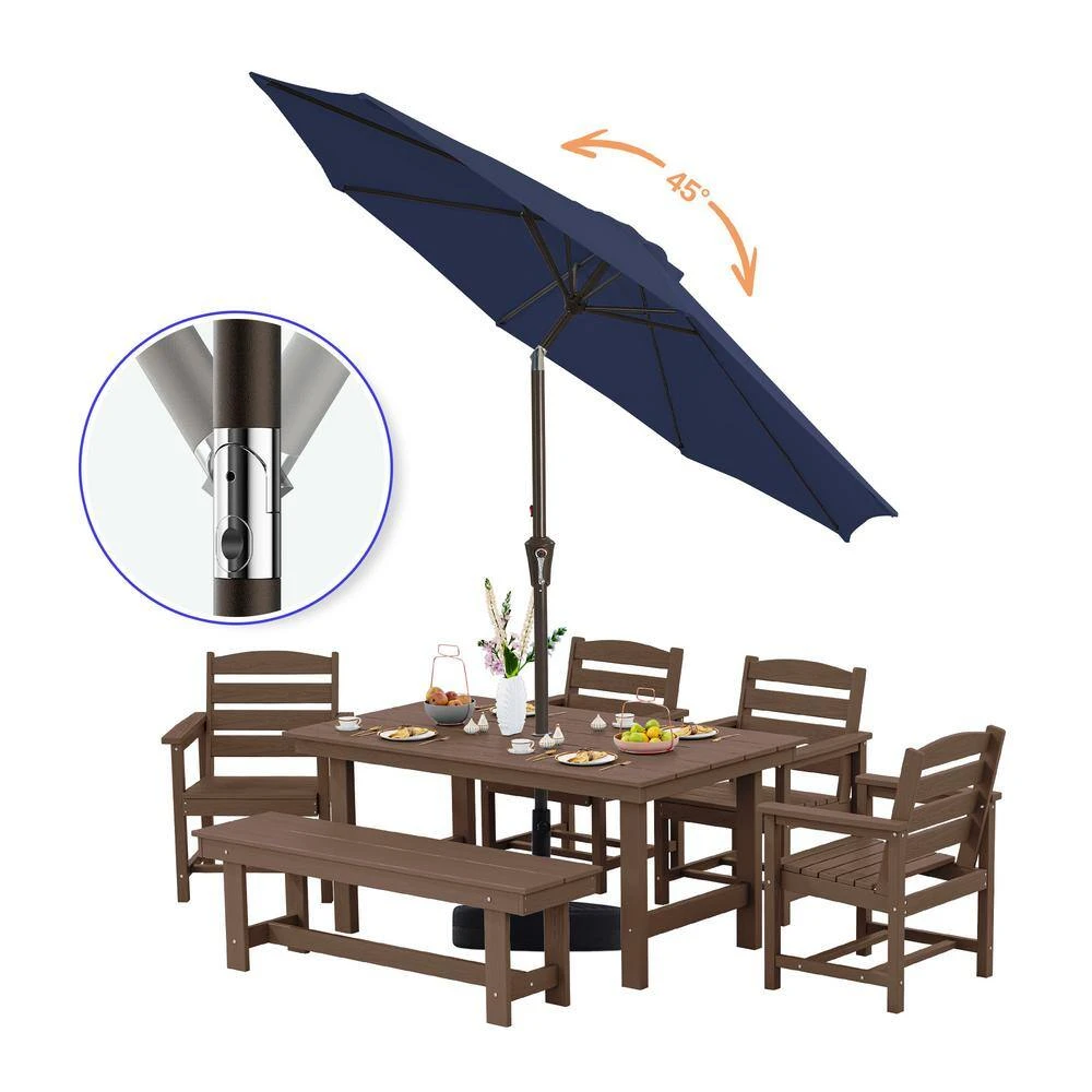 10 Ft. Market Solar LED Lighted Tilt Patio Umbrella Outdoor Steel Umbrella In Navy 3 10 Ft. Market Solar LED Lighted Tilt Patio Umbrella Outdoor Steel Umbrella In Navy - Image 3