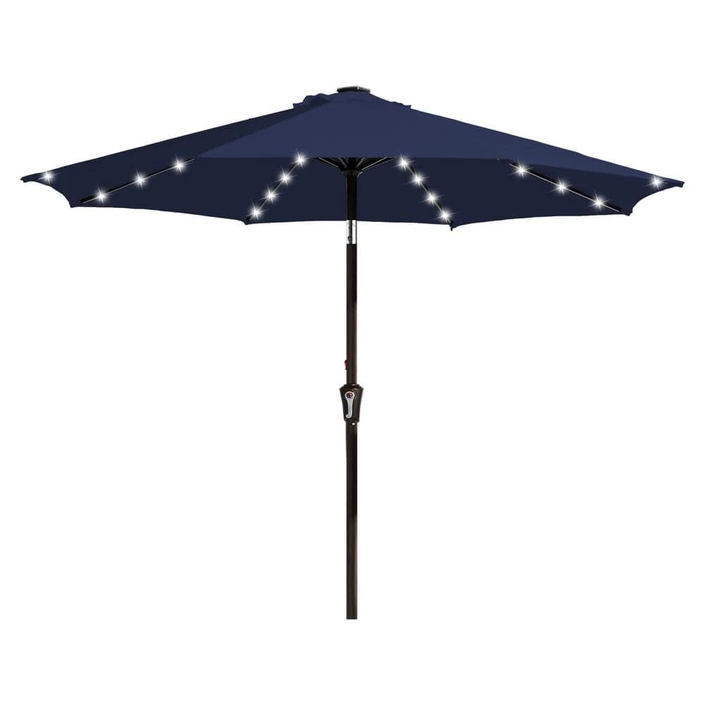 10 Ft. Market Solar LED Lighted Tilt Patio Umbrella Outdoor Steel Umbrella In Navy 1 10 Ft. Market Solar LED Lighted Tilt Patio Umbrella Outdoor Steel Umbrella In Navy