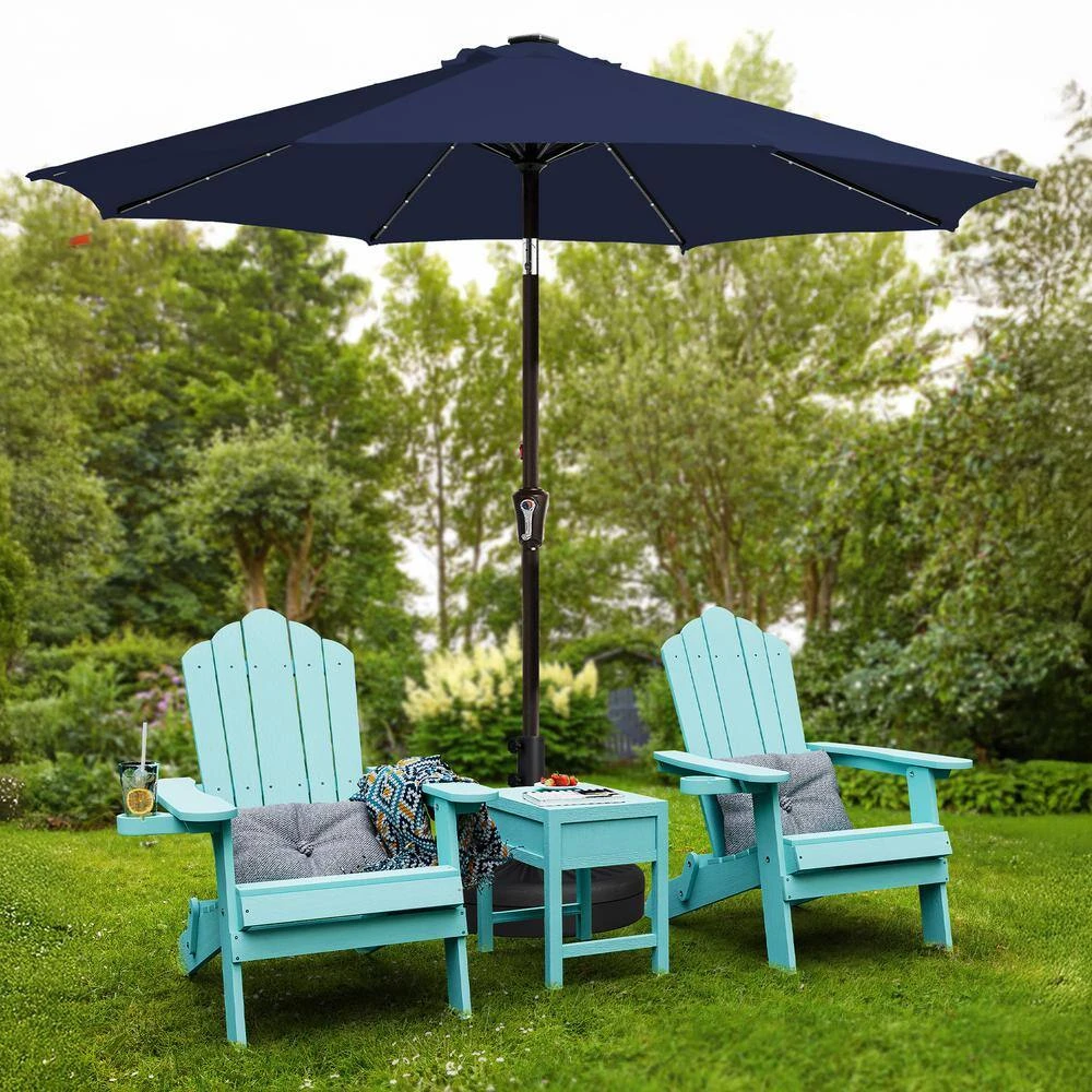 10 Ft. Market Solar LED Lighted Tilt Patio Umbrella Outdoor Steel Umbrella In Navy 4 10 Ft. Market Solar LED Lighted Tilt Patio Umbrella Outdoor Steel Umbrella In Navy - Image 4