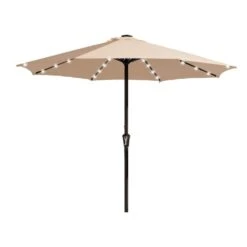 11 Ft. Market Solar LED Lighted Patio Umbrella Outdoor Steel Umbrella In Beige