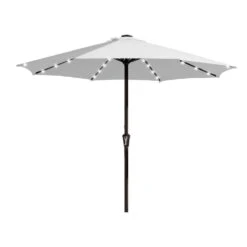 11 Ft. Market Solar LED Lighted Patio Umbrella Outdoor Steel Umbrella In Light Gray