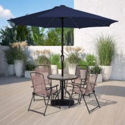 11 Ft. Market Solar LED Lighted Patio Umbrella Outdoor Steel Umbrella In Navy -Jearey jearey market umbrellas dzzzs 11 nv 40 1000