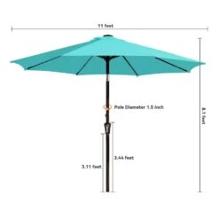 11 Ft. Market Solar LED Lighted Patio Umbrella Outdoor Steel Umbrella In Peacock -Jearey jearey market umbrellas dzzzs 11 pb 1f 1000