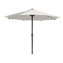 11 Ft. Market Solar LED Lighted Patio Umbrella Outdoor Steel Umbrella In White