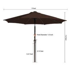 9 Ft. Market Solar LED Lighted Tilt Patio Umbrella Outdoor Steel Umbrella In Brown 15 9 Ft. Market Solar LED Lighted Tilt Patio Umbrella Outdoor Steel Umbrella In Brown -Jearey jearey market umbrellas dzzzs 9 bn 44 1000