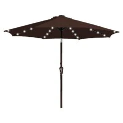 9 Ft. Market Solar LED Lighted Tilt Patio Umbrella Outdoor Steel Umbrella In Brown 12 9 Ft. Market Solar LED Lighted Tilt Patio Umbrella Outdoor Steel Umbrella In Brown -Jearey jearey market umbrellas dzzzs 9 bn c3 1000