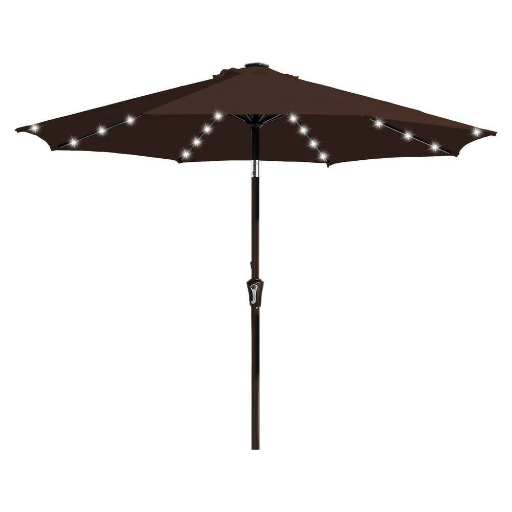 9 Ft. Market Solar LED Lighted Tilt Patio Umbrella Outdoor Steel Umbrella In Brown 5 9 Ft. Market Solar LED Lighted Tilt Patio Umbrella Outdoor Steel Umbrella In Brown - Image 5