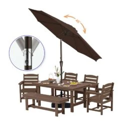 9 Ft. Market Solar LED Lighted Tilt Patio Umbrella Outdoor Steel Umbrella In Brown 9 9 Ft. Market Solar LED Lighted Tilt Patio Umbrella Outdoor Steel Umbrella In Brown -Jearey jearey market umbrellas dzzzs 9 bn e1 1000