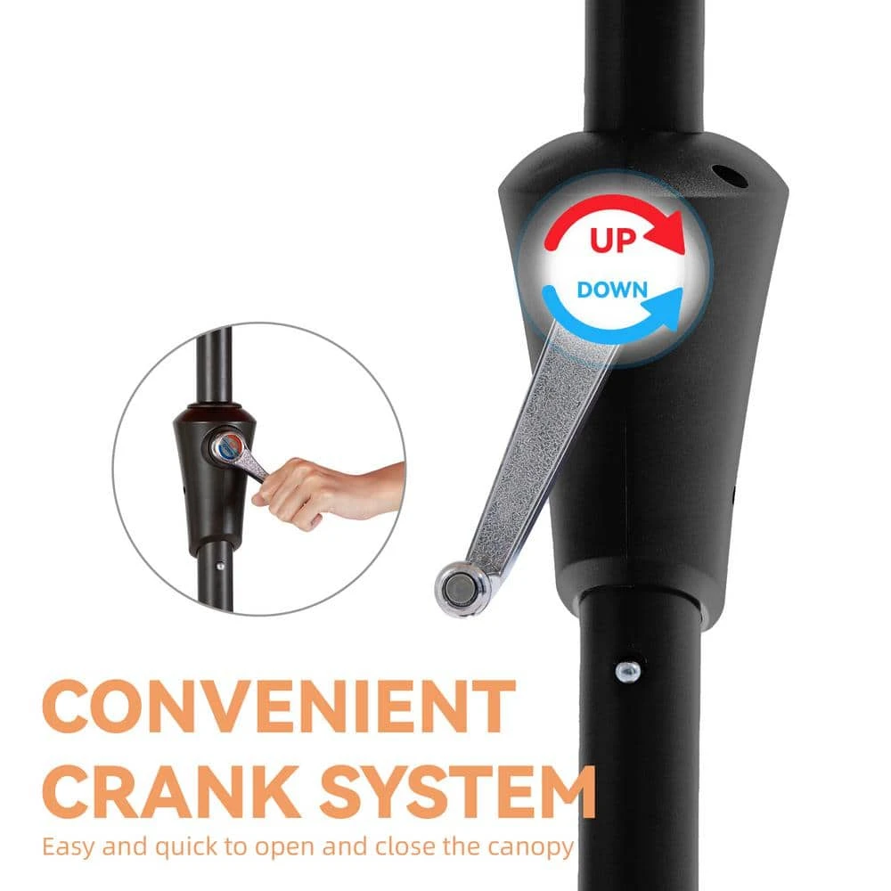 9 Ft. Market Solar LED Lighted Tilt Patio Umbrella Outdoor Steel Umbrella In Blue 7 9 Ft. Market Solar LED Lighted Tilt Patio Umbrella Outdoor Steel Umbrella In Blue - Image 7