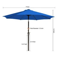 9 Ft. Market Solar LED Lighted Tilt Patio Umbrella Outdoor Steel Umbrella In Blue 15 9 Ft. Market Solar LED Lighted Tilt Patio Umbrella Outdoor Steel Umbrella In Blue -Jearey jearey market umbrellas dzzzs 9 bu 44 1000