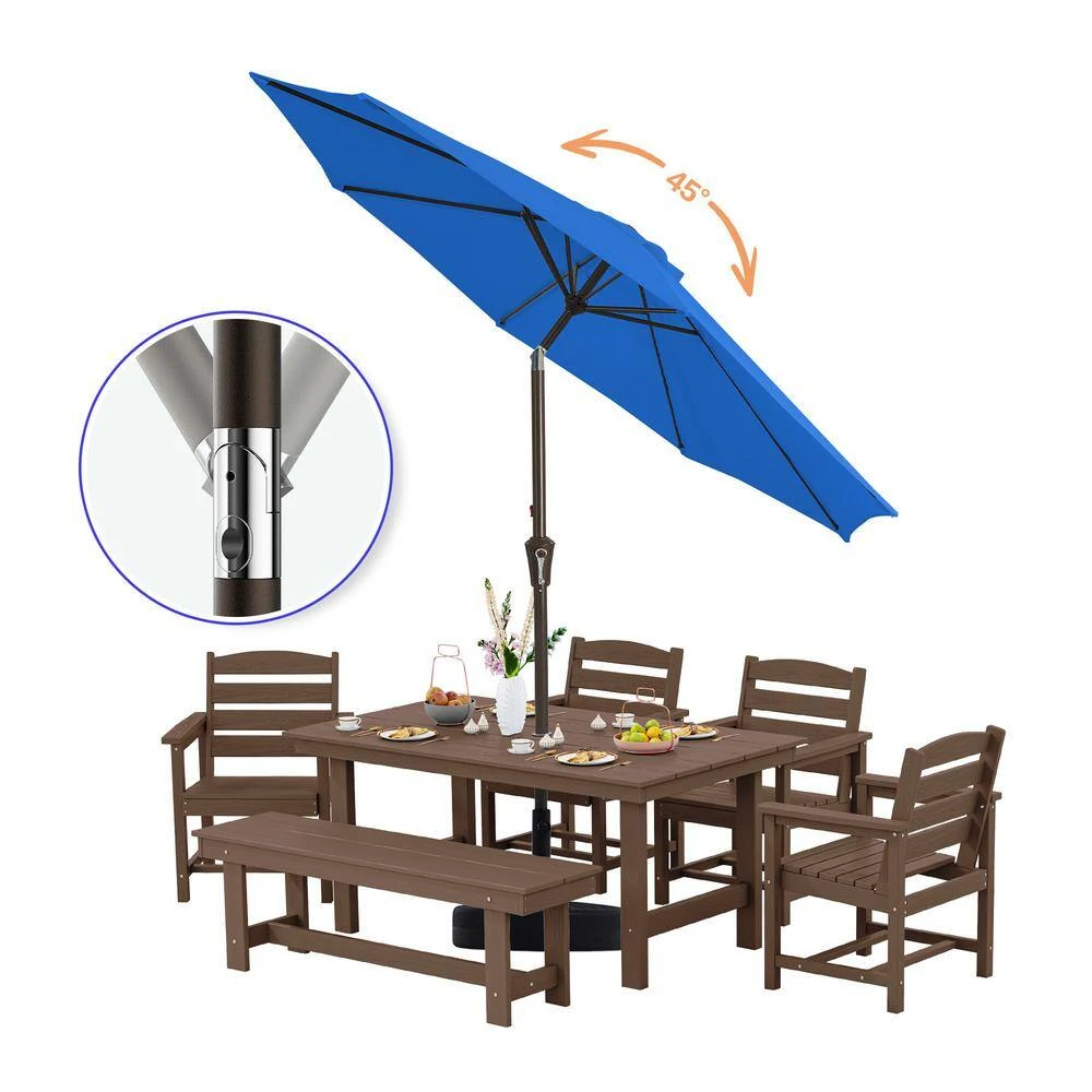 9 Ft. Market Solar LED Lighted Tilt Patio Umbrella Outdoor Steel Umbrella In Blue 2 9 Ft. Market Solar LED Lighted Tilt Patio Umbrella Outdoor Steel Umbrella In Blue - Image 2