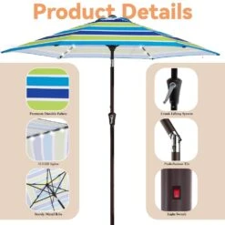 9 Ft. Market Solar LED Lighted Tilt Patio Umbrella Outdoor Steel Umbrella In Blue/Green -Jearey jearey market umbrellas dzzzs 9 bugn 4f 1000