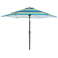 9 Ft. Market Solar LED Lighted Tilt Patio Umbrella Outdoor Steel Umbrella In Blue/Green -Jearey jearey market umbrellas dzzzs 9 bugn c3 1000
