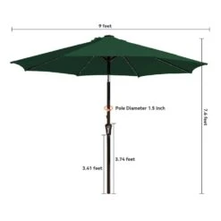 9 Ft. Market Solar LED Lighted Tilt Patio Umbrella Outdoor Steel Umbrella In Dark Green -Jearey jearey market umbrellas dzzzs 9 dgn 44 1000