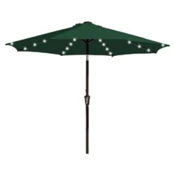 9 Ft. Market Solar LED Lighted Tilt Patio Umbrella Outdoor Steel Umbrella In Dark Green -Jearey jearey market umbrellas dzzzs 9 dgn c3 1000