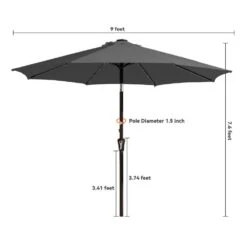 9 Ft. Market Solar LED Lighted Tilt Patio Umbrella Outdoor Steel Umbrella In Gray 15 9 Ft. Market Solar LED Lighted Tilt Patio Umbrella Outdoor Steel Umbrella In Gray -Jearey jearey market umbrellas dzzzs 9 gy 44 1000
