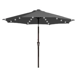 9 Ft. Market Solar LED Lighted Tilt Patio Umbrella Outdoor Steel Umbrella In Gray 12 9 Ft. Market Solar LED Lighted Tilt Patio Umbrella Outdoor Steel Umbrella In Gray -Jearey jearey market umbrellas dzzzs 9 gy c3 1000