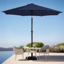 9 Ft. Market Solar LED Lighted Tilt Patio Umbrella Outdoor Steel Umbrella In Navy 10 9 Ft. Market Solar LED Lighted Tilt Patio Umbrella Outdoor Steel Umbrella In Navy -Jearey jearey market umbrellas dzzzs 9 nv 40 1000