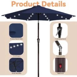 9 Ft. Market Solar LED Lighted Tilt Patio Umbrella Outdoor Steel Umbrella In Navy 13 9 Ft. Market Solar LED Lighted Tilt Patio Umbrella Outdoor Steel Umbrella In Navy -Jearey jearey market umbrellas dzzzs 9 nv 4f 1000