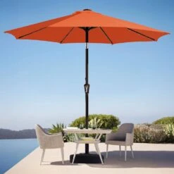 9 Ft. Market Solar LED Lighted Tilt Patio Umbrella Outdoor Steel Umbrella In Pumpkin 10 9 Ft. Market Solar LED Lighted Tilt Patio Umbrella Outdoor Steel Umbrella In Pumpkin -Jearey jearey market umbrellas dzzzs 9 og 40 1000