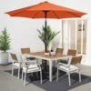 9 Ft. Market Solar LED Lighted Tilt Patio Umbrella Outdoor Steel Umbrella In Pumpkin