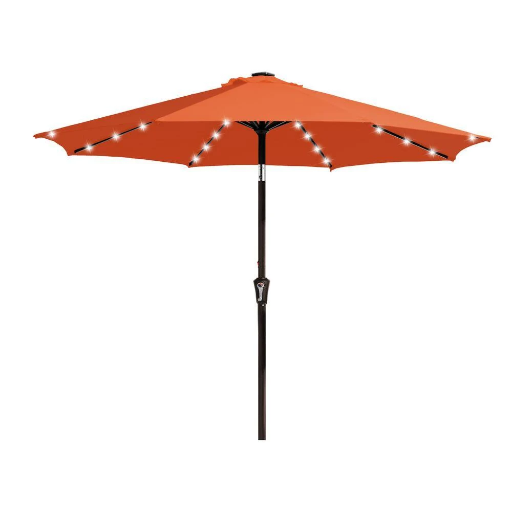 9 Ft. Market Solar LED Lighted Tilt Patio Umbrella Outdoor Steel Umbrella In Pumpkin 5 9 Ft. Market Solar LED Lighted Tilt Patio Umbrella Outdoor Steel Umbrella In Pumpkin - Image 5