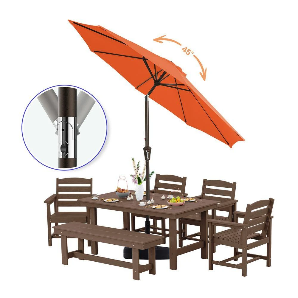9 Ft. Market Solar LED Lighted Tilt Patio Umbrella Outdoor Steel Umbrella In Pumpkin 2 9 Ft. Market Solar LED Lighted Tilt Patio Umbrella Outdoor Steel Umbrella In Pumpkin - Image 2