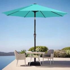 9 Ft. Market Solar LED Lighted Tilt Patio Umbrella Outdoor Steel Umbrella In Peacock Blue 10 9 Ft. Market Solar LED Lighted Tilt Patio Umbrella Outdoor Steel Umbrella In Peacock Blue -Jearey jearey market umbrellas dzzzs 9 pb 40 1000