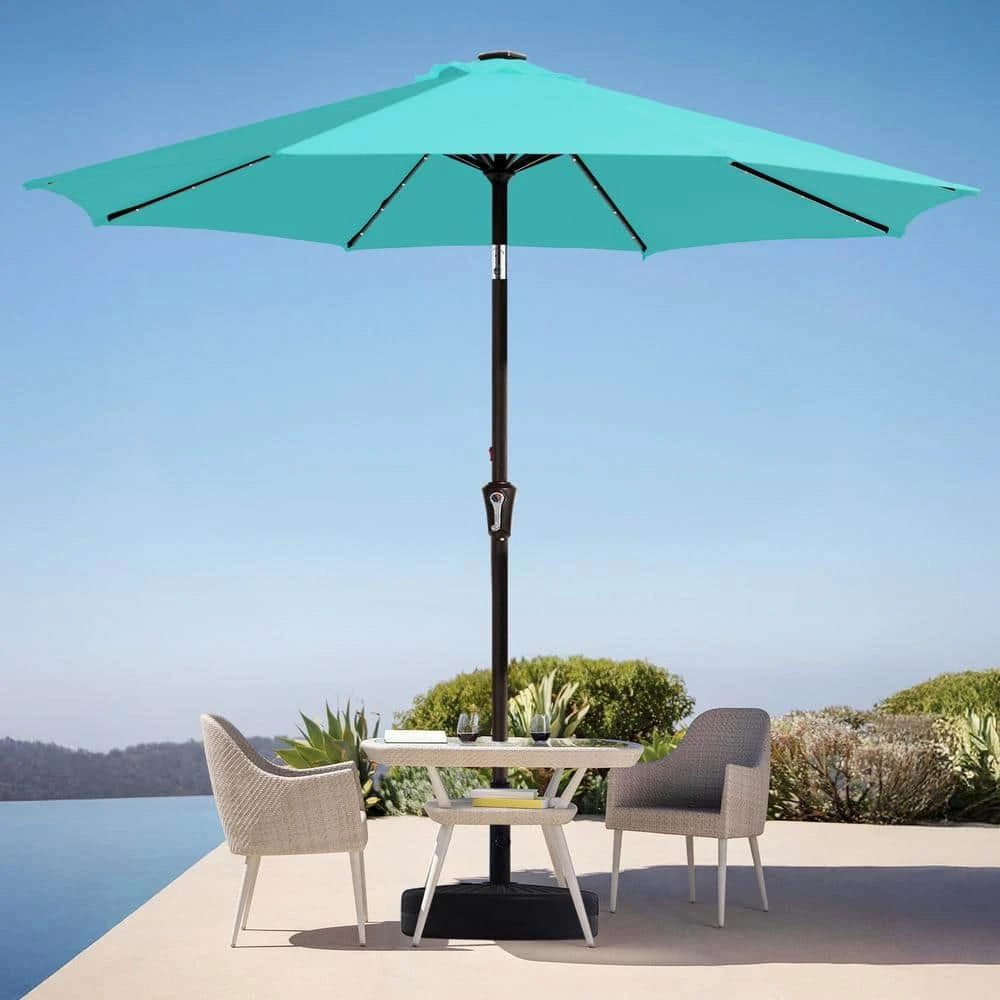 9 Ft. Market Solar LED Lighted Tilt Patio Umbrella Outdoor Steel Umbrella In Peacock Blue 3 9 Ft. Market Solar LED Lighted Tilt Patio Umbrella Outdoor Steel Umbrella In Peacock Blue - Image 3