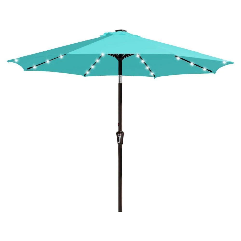 9 Ft. Market Solar LED Lighted Tilt Patio Umbrella Outdoor Steel Umbrella In Peacock Blue 5 9 Ft. Market Solar LED Lighted Tilt Patio Umbrella Outdoor Steel Umbrella In Peacock Blue - Image 5