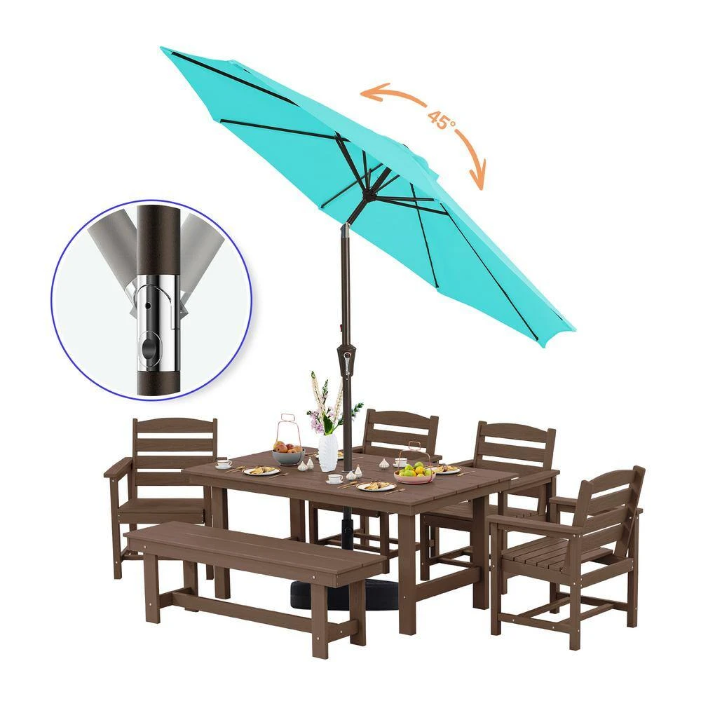 9 Ft. Market Solar LED Lighted Tilt Patio Umbrella Outdoor Steel Umbrella In Peacock Blue 2 9 Ft. Market Solar LED Lighted Tilt Patio Umbrella Outdoor Steel Umbrella In Peacock Blue - Image 2