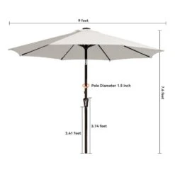 9 Ft. Market Solar LED Lighted Tilt Patio Umbrella Outdoor Steel Umbrella In Off-White -Jearey jearey market umbrellas dzzzs 9 wt 44 1000