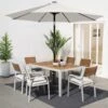 9 Ft. Market Solar LED Lighted Tilt Patio Umbrella Outdoor Steel Umbrella In Off-White