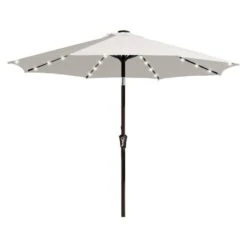 9 Ft. Market Solar LED Lighted Tilt Patio Umbrella Outdoor Steel Umbrella In Off-White -Jearey jearey market umbrellas dzzzs 9 wt c3 1000
