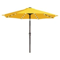 9 Ft. Market Solar LED Lighted Tilt Patio Umbrella Outdoor Steel Umbrella In Yellow -Jearey jearey market umbrellas dzzzs 9 ye c3 1000