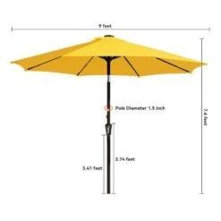 9 Ft. Market Solar LED Lighted Tilt Patio Umbrella Outdoor Steel Umbrella In Yellow -Jearey jearey market umbrellas dzzzs 9 ye fa 1000