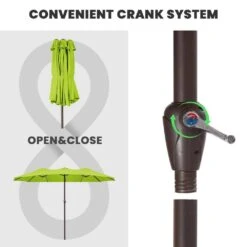 15 Ft. X 9 Ft. Large Market Patio Umbrella Steel Double-Side Outdoor Umbrella In Apple Green -Jearey jearey market umbrellas st 9 15 agn 4f 1000