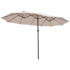 15 Ft. X 9 Ft. Large Market Patio Umbrella Steel Double-Side Outdoor Umbrella In Beige -Jearey jearey market umbrellas st 9 15 be 40 1000