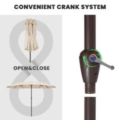 15 Ft. X 9 Ft. Large Market Patio Umbrella Steel Double-Side Outdoor Umbrella In Beige -Jearey jearey market umbrellas st 9 15 be 4f 1000