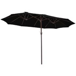 15 Ft. X 9 Ft. Large Market Patio Umbrella Steel Double-Side Outdoor Umbrella In Black -Jearey jearey market umbrellas st 9 15 bk 40 1000