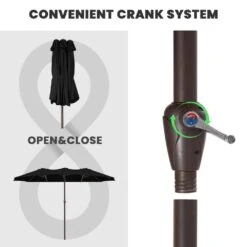 15 Ft. X 9 Ft. Large Market Patio Umbrella Steel Double-Side Outdoor Umbrella In Black -Jearey jearey market umbrellas st 9 15 bk 4f 1000