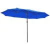 15 Ft. X 9 Ft. Large Market Patio Umbrella Steel Double-Side Outdoor Umbrella In Blue