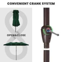 15 Ft. X 9 Ft. Large Market Patio Umbrella Steel Double-Side Outdoor Umbrella In Dark Green -Jearey jearey market umbrellas st 9 15 dgn 4f 1000