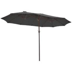 15 Ft. X 9 Ft. Large Market Patio Umbrella Steel Double-Side Outdoor Umbrella In Gray -Jearey jearey market umbrellas st 9 15 gy 40 1000
