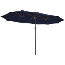 15 Ft. X 9 Ft. Large Market Patio Umbrella Steel Double-Side Outdoor Umbrella In Navy -Jearey jearey market umbrellas st 9 15 nv 40 1000