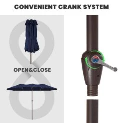 15 Ft. X 9 Ft. Large Market Patio Umbrella Steel Double-Side Outdoor Umbrella In Navy -Jearey jearey market umbrellas st 9 15 nv 4f 1000