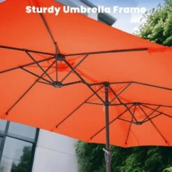 15 Ft. X 9 Ft. Large Market Patio Umbrella Steel Double-Side Outdoor Umbrella In Pumpkin 10 15 Ft. X 9 Ft. Large Market Patio Umbrella Steel Double-Side Outdoor Umbrella In Pumpkin -Jearey jearey market umbrellas st 9 15 og c3 1000